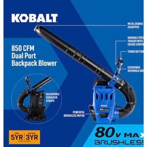 Kobalt Backpack Leaf Blower 80v Tool Only KBB 600B-06